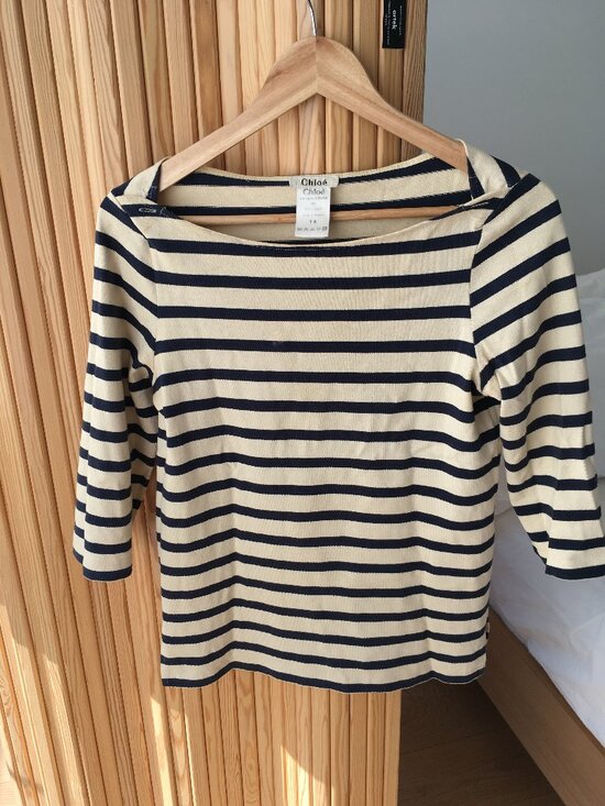 Chloe Tops - Chloe rare striped bateau neck 3/4 sleeve top